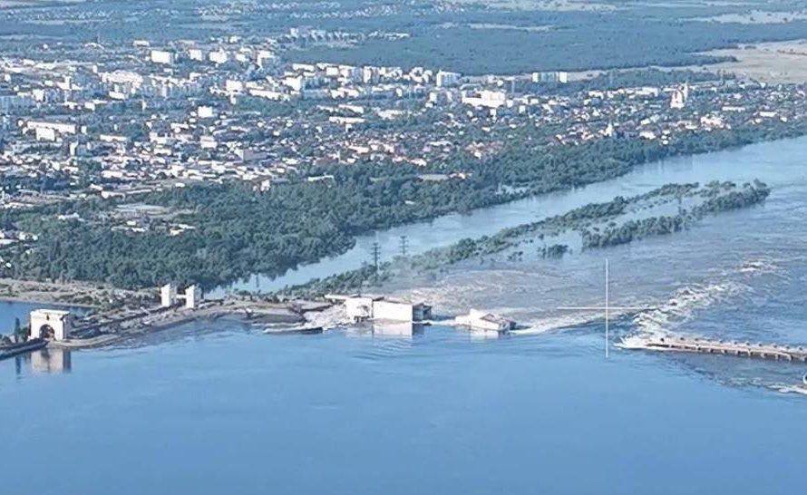 The Kakhovka Hydroelectric Power Station after the destruction of the dam by Russian forces. Photo credit: Ukrhydroenergo.