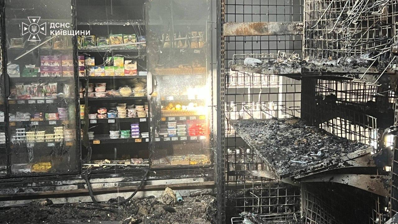 Inside a supermarket in Kyiv Oblast's Obukhiv district after a Russian attack. Photo credit: SES Kyiv